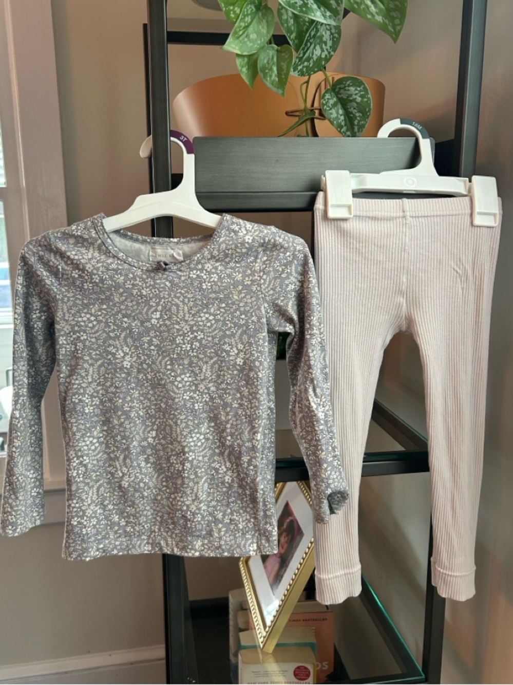 Jamie Kay Floral Long Sleeve Top with Pale Pink Ribbed Leggings